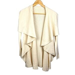 Theory Shanda Off White Wool Draping Open Front Cardigan Size S Minimalist